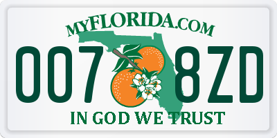 FL license plate 0078ZD