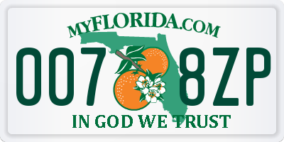 FL license plate 0078ZP