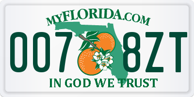 FL license plate 0078ZT