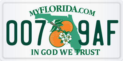 FL license plate 0079AF