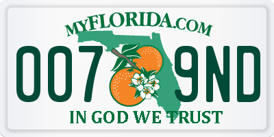 FL license plate 0079ND