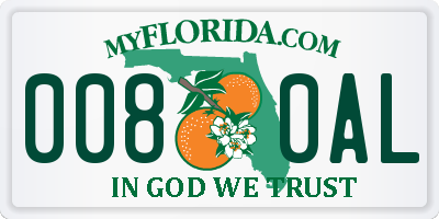 FL license plate 0080AL