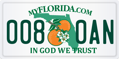 FL license plate 0080AN