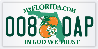 FL license plate 0080AP