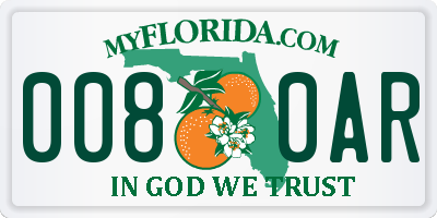 FL license plate 0080AR