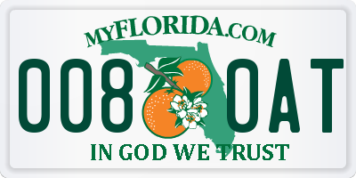 FL license plate 0080AT