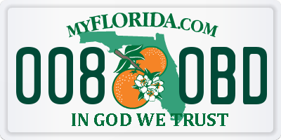 FL license plate 0080BD