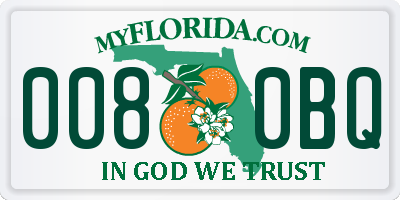 FL license plate 0080BQ