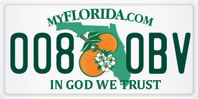 FL license plate 0080BV