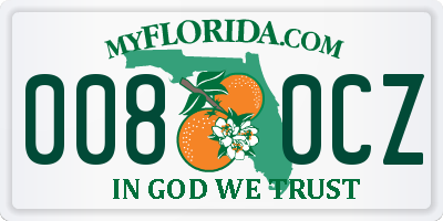 FL license plate 0080CZ