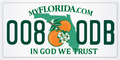 FL license plate 0080DB