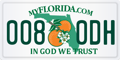 FL license plate 0080DH