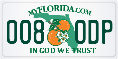 FL license plate 0080DP