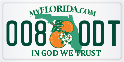 FL license plate 0080DT
