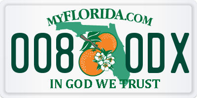 FL license plate 0080DX