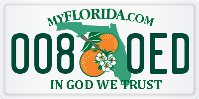 FL license plate 0080ED