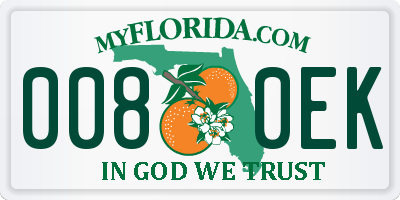 FL license plate 0080EK