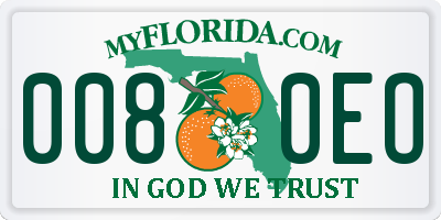 FL license plate 0080EO