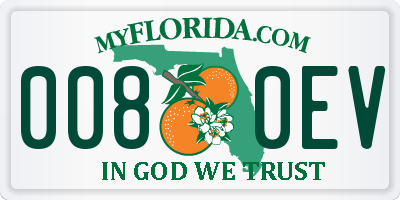 FL license plate 0080EV