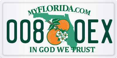 FL license plate 0080EX