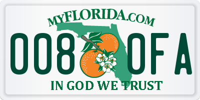 FL license plate 0080FA