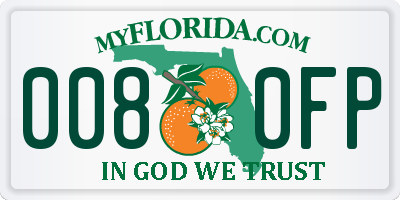 FL license plate 0080FP