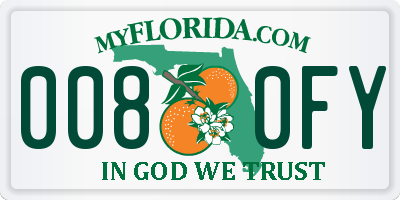 FL license plate 0080FY