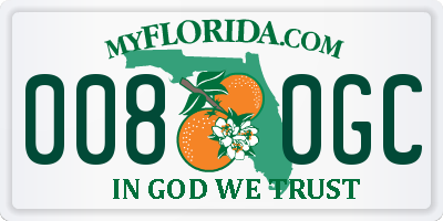 FL license plate 0080GC