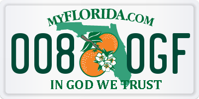 FL license plate 0080GF