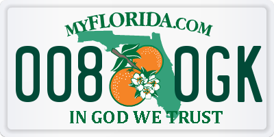 FL license plate 0080GK
