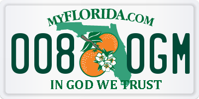 FL license plate 0080GM