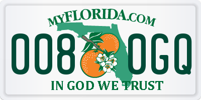 FL license plate 0080GQ