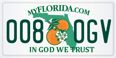 FL license plate 0080GV