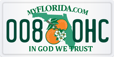 FL license plate 0080HC