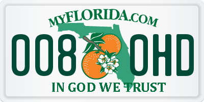 FL license plate 0080HD