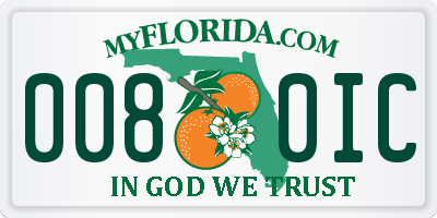 FL license plate 0080IC