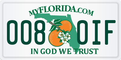 FL license plate 0080IF