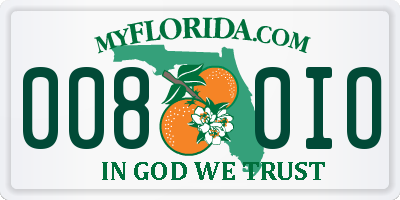 FL license plate 0080IO
