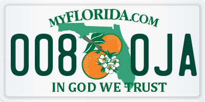 FL license plate 0080JA