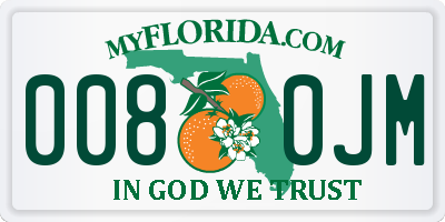 FL license plate 0080JM