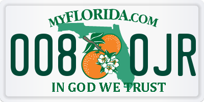 FL license plate 0080JR