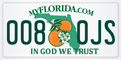 FL license plate 0080JS