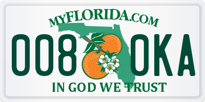 FL license plate 0080KA