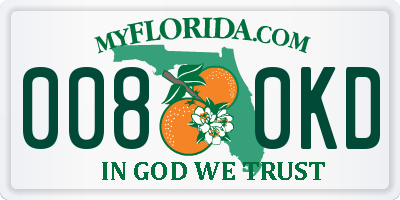 FL license plate 0080KD