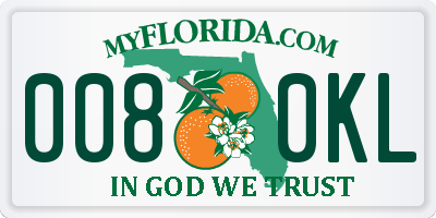 FL license plate 0080KL
