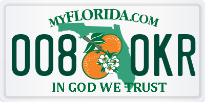 FL license plate 0080KR