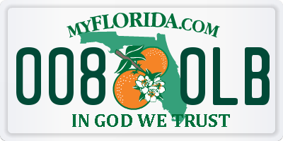 FL license plate 0080LB