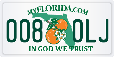 FL license plate 0080LJ
