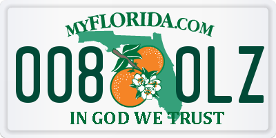 FL license plate 0080LZ