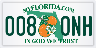 FL license plate 0080NH